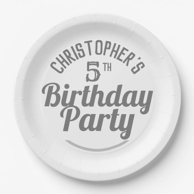 Celebration of Age 5th Birthday Paper Plates (Front)