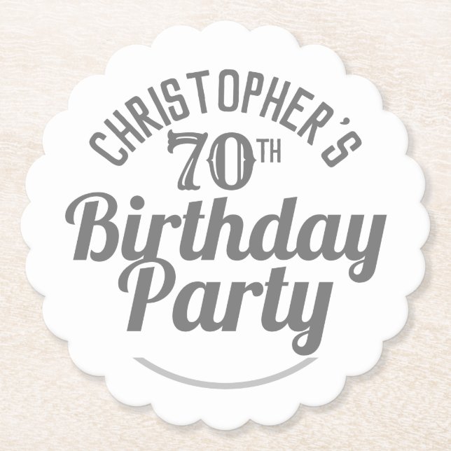 Celebration of Age 70th Birthday Paper Coaster (Front)