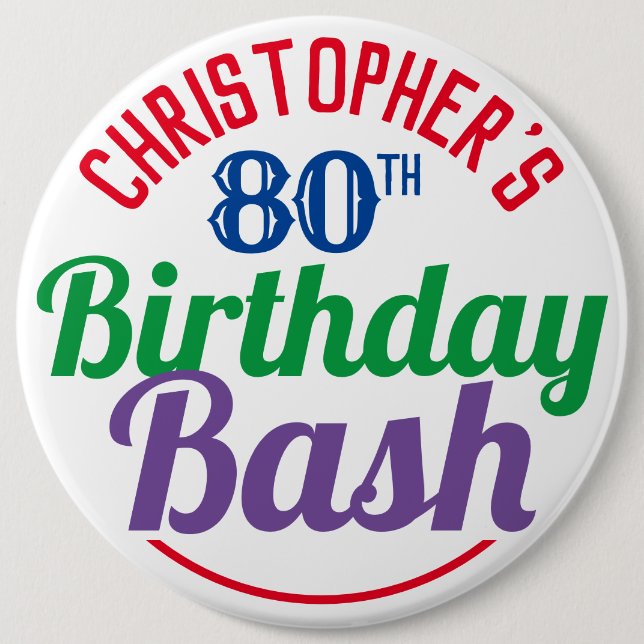 Celebration of Age 80th Birthday Button (Front)
