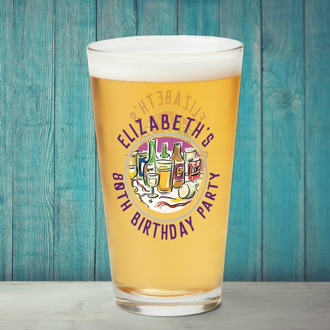 Celebration of Age 80th Birthday Glass (Creator Uploaded)