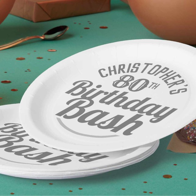 Celebration of Age 80th Birthday Paper Plates (Creator Uploaded)