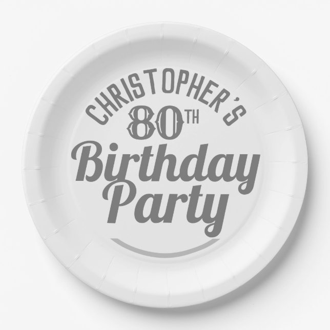 Celebration of Age 80th Birthday Paper Plates (Front)