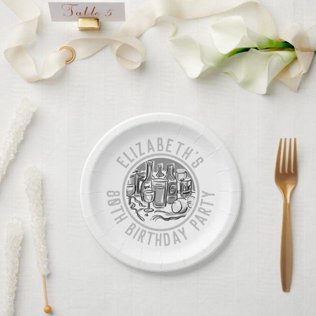 Celebration of Age 80th Birthday Paper Plates (Wedding)