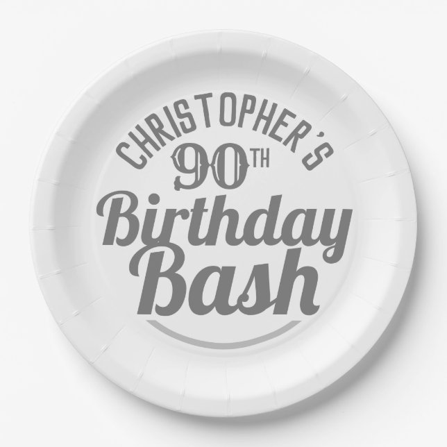 Celebration of Age 90th Birthday Paper Plates (Front)