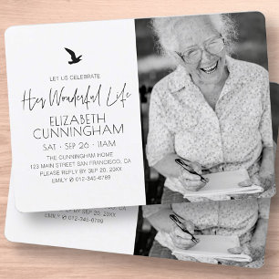Celebration of Her Life Memorial Modern Photo Invitation