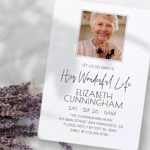 Celebration of Her Life Memorial Modern Photo Invitation