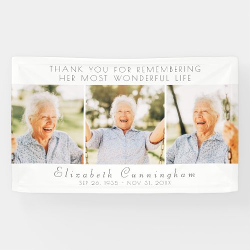 Celebration of Her Life Modern Simple Three Photos Banner