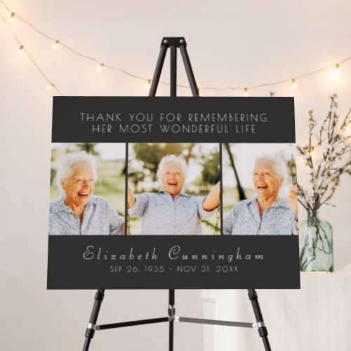 Celebration of Her Life Modern Simple Three Photos Foam Board