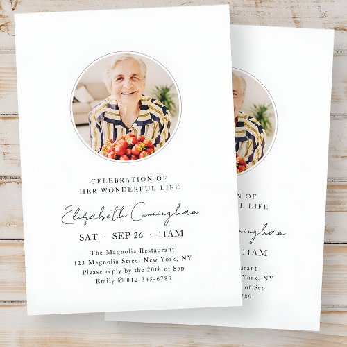 Celebration of Her Wonderful Life Modern Memorial Invitation