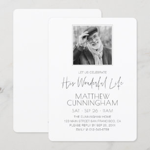 Celebration of His Life Memorial Modern Photo Invitation