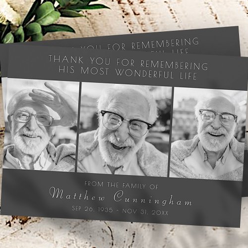 Celebration of His Life Modern Thank You Card