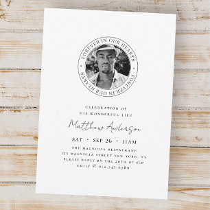 Celebration of His Wonderful Life Modern Memorial Invitation
