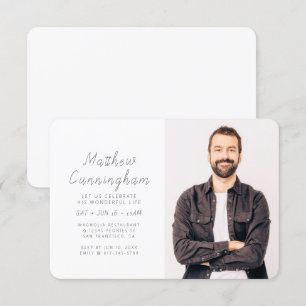 Celebration of His Wonderful Life Modern Photo Invitation