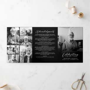 Celebration of Life 10-Photo Collage Modern Tri-Fold Program