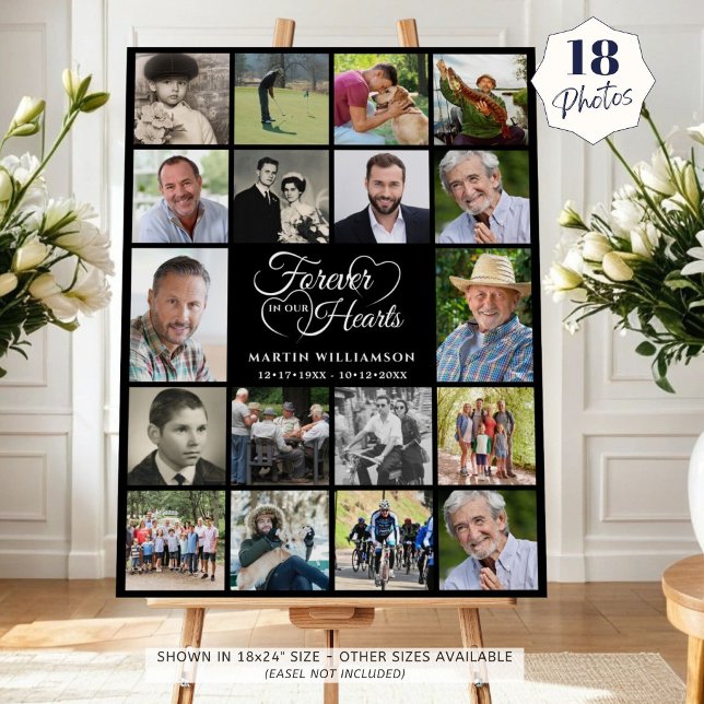 Celebration of Life 18 Photo Collage Funeral Foam Board (Creator Uploaded)