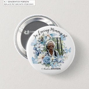 Celebration Of Life 1 Photo Garland Blue Floral  Button