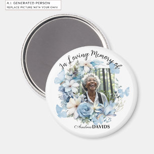Celebration Of Life 1 Photo Garland Blue Floral Magnet