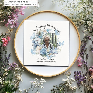 Celebration Of Life 1 Photo Garland Blue Floral  Napkins