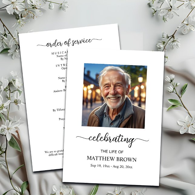 Celebration of Life 1 Photo Memorial Funeral  Program (Creator Uploaded)