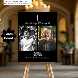 Celebration Of Life 2 Photos Funeral Black Foam Board