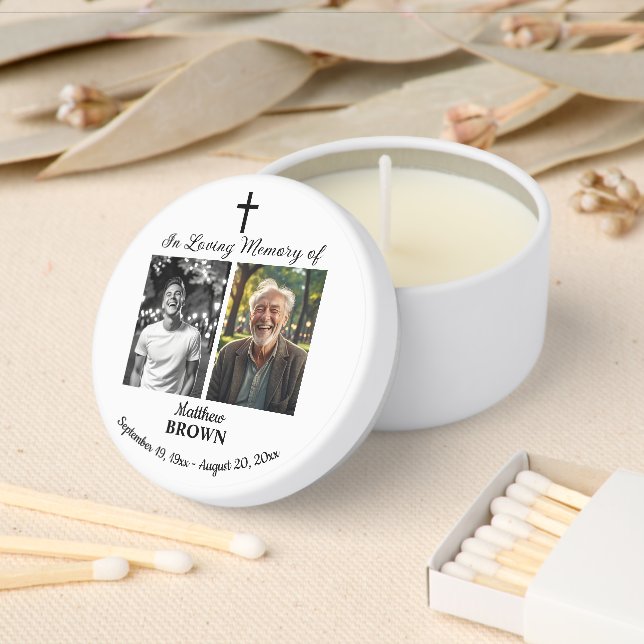 Celebration Of Life 2 Photos Funeral Mini Candle Favors (Insitu)