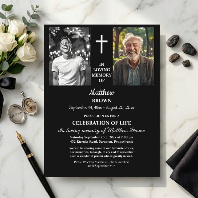 Celebration Of Life 2 Photos Funeral  Postcard (Creator Uploaded)