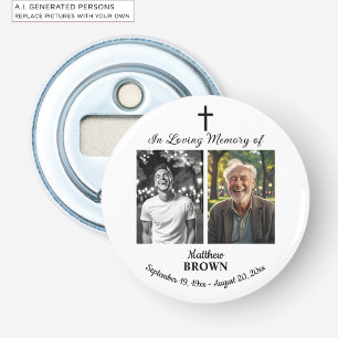 Celebration Of Life 2 Photos Funeral White Bottle Opener