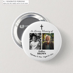 Celebration Of Life 2 Photos Funeral White Button
