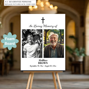 Celebration Of Life 2 Photos Funeral White Foam Board