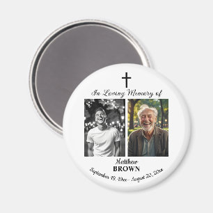 Celebration Of Life 2 Photos Funeral White Magnet