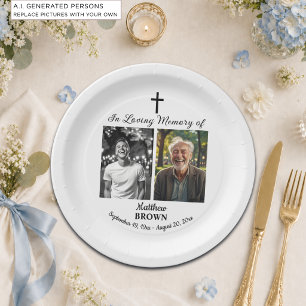 Celebration Of Life 2 Photos Funeral White Paper Plates