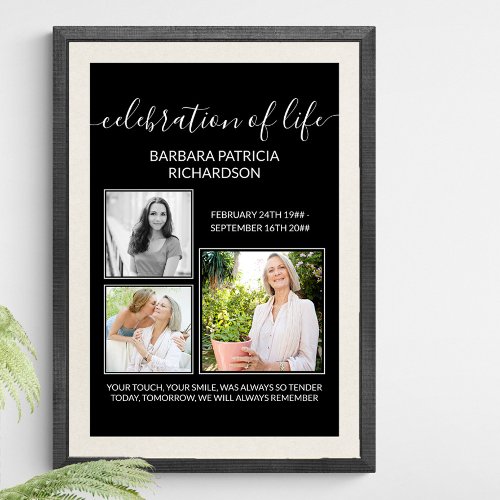 Celebration of Life 3 Photo and Memorial Verse Poster