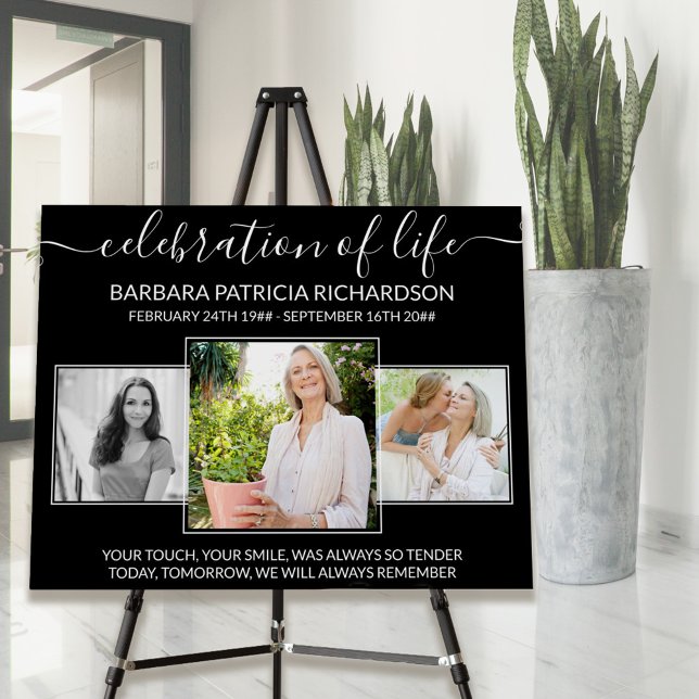 Celebration of Life 3 Photo Memorial Verse Funeral Foam Board (Creator Uploaded)