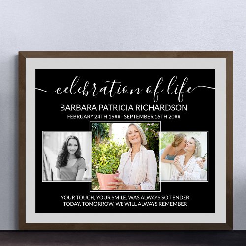 Celebration of Life 3 Photo Memorial Verse Funeral Poster