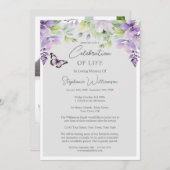 Celebration of Life 4 Photo Purple Floral Funeral Invitation | Zazzle