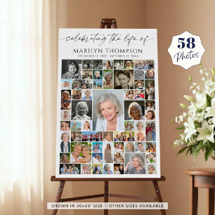 Celebration of Life 58 Photo Collage Memorial Foam Board
