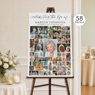 Celebration of Life 58 Photo Collage Memorial Foam Board
