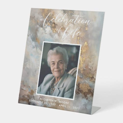 Celebration of Life Abstract Painting Funeral Pedestal Sign
