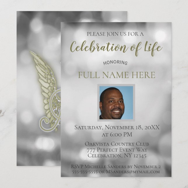 Celebration of Life - Add a Photo Invitation (Front/Back)