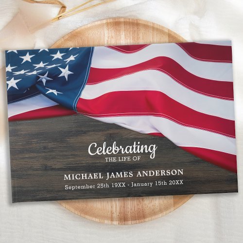 Celebration Of Life American Flag Memorial Guest Book