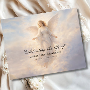  Celebration of Life - Angel Funeral Memorial Guest Book
