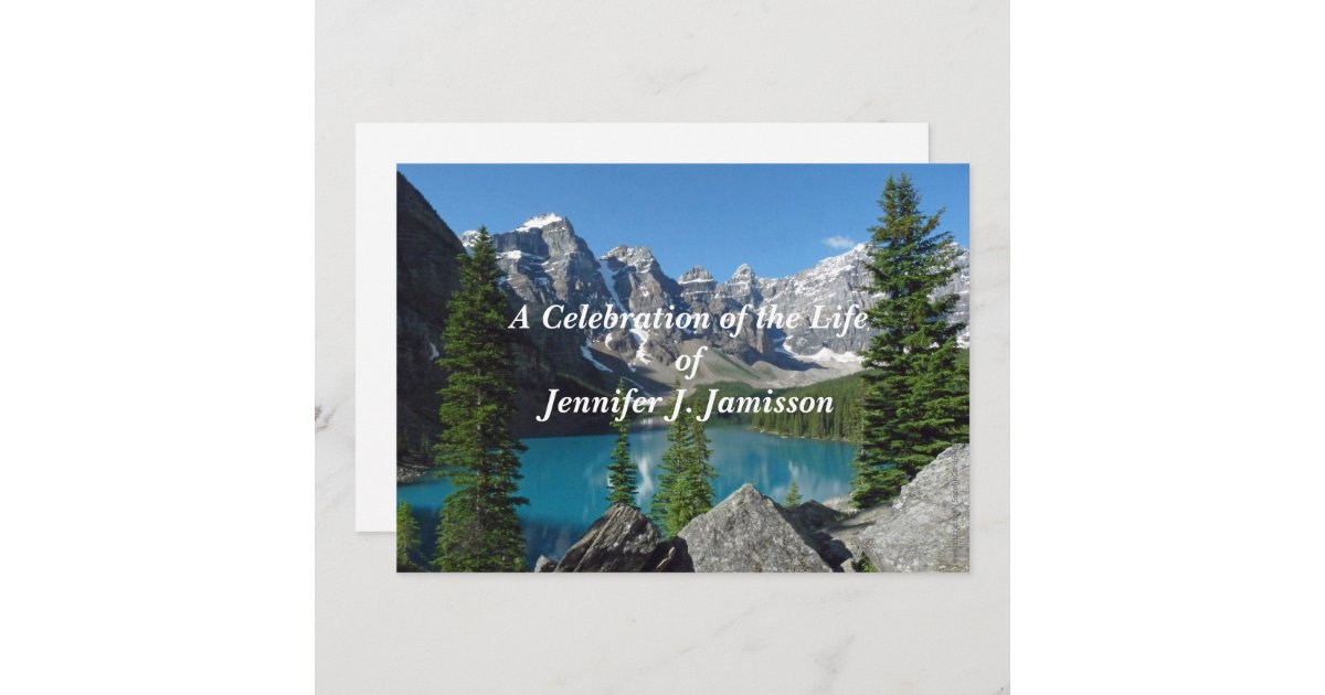 Celebration of Life Announcement Mountains Lake | Zazzle