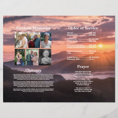 Celebration of Life Beach Funeral Service Program  Flyer