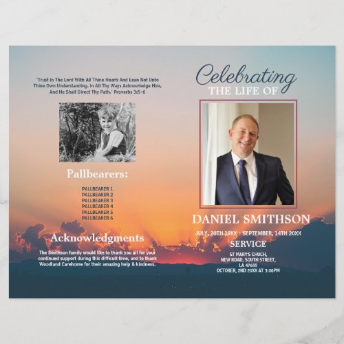 Celebration of Life Beach Funeral Service Program  Flyer