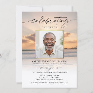 Celebration of Life Beach Sunset Photo Invitation