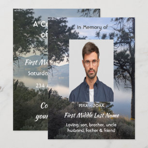 Celebration of Life Beautiful Lake Mountains Trees Invitation