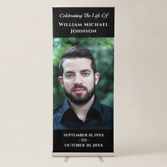 Celebration Of Life Bereavement Memorial Photo Retractable Banner (Front)