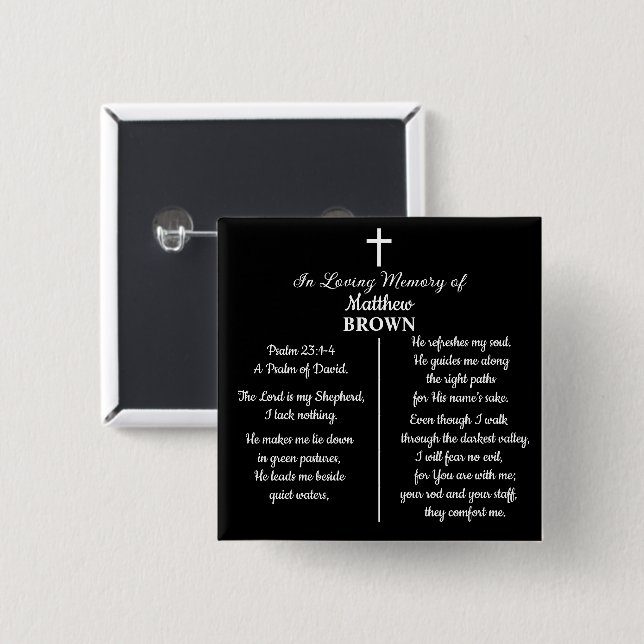 Celebration Of Life Bible Verse Funeral Keepsake Button (Front & Back)