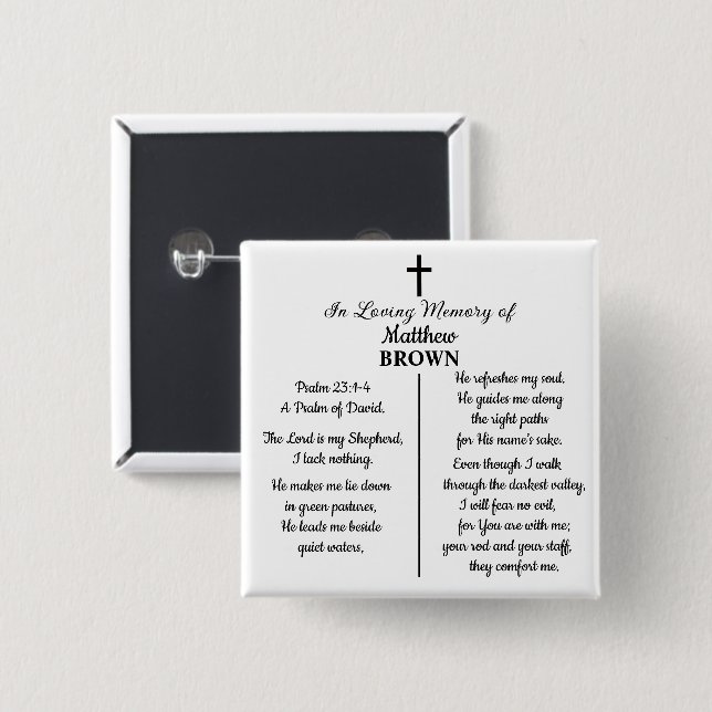 Celebration Of Life Bible Verse Funeral Keepsake Button (Front & Back)