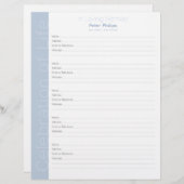 Celebration of Life Binders Filler page white blue (Front/Back)